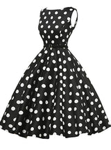 Women Sleeveless Polka Dot Vintage Dress