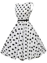 Women Sleeveless Polka Dot Vintage Dress