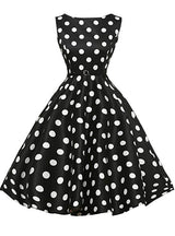 Women Sleeveless Polka Dot Vintage Dress