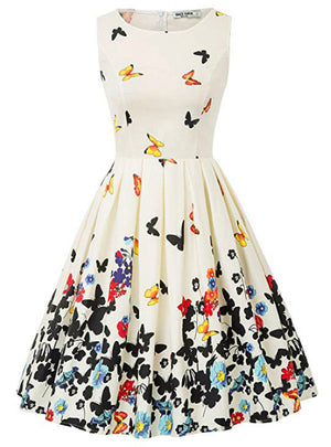 Women's Butterfly Print Short Vintage Dress