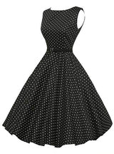 Women Black Polka Dot Short Vintage Dress