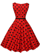 Women Sleeveless Polka Dot Vintage Dress