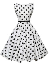 Women Sleeveless Polka Dot Vintage Dress