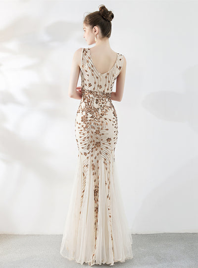 Sexy Deep V back Sequined Dress