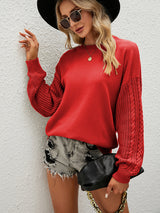 Loose Round Neck Pullover Twist Sweater