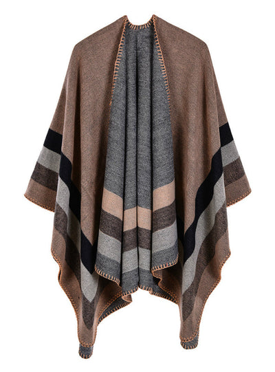 Four Bar Large Frame Split Cashmere Napped Shawl