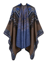 Abstract Pattern Thickened Split Dual-Purpose Shawl