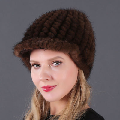 Mink Hats Fur Woven Winter Fur Hats
