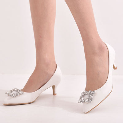 Square Buckle Rhinestone Pointy Shoes