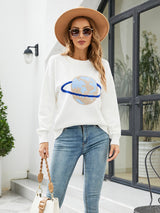 Turtleneck Printed Color Matching Sweater