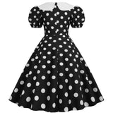 Dot Short Sleeve Doll Collar Print Dress