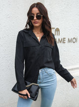 Women Long-sleeved Pocket Shirt