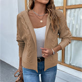 Solid Color Hooded Twist Sweater Cardigan Coat