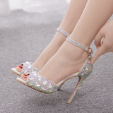 11cm Fish Mouth Rhinestone High-heeled Sandals
