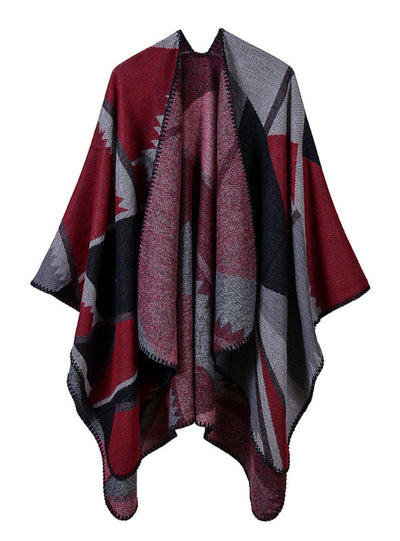 Dual Purpose Cape Geometric Matching Pattern And Shawl