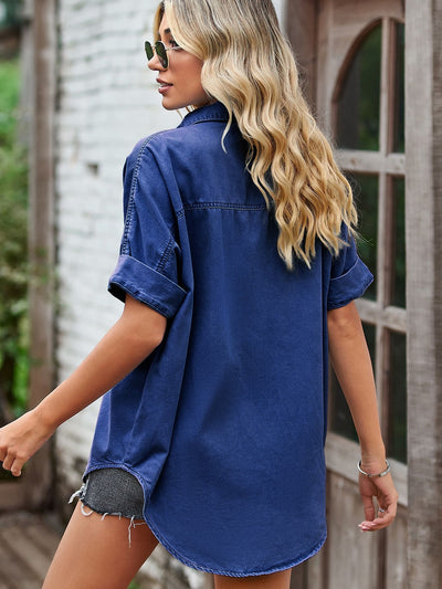 Women Denim Short-sleeved Shirt