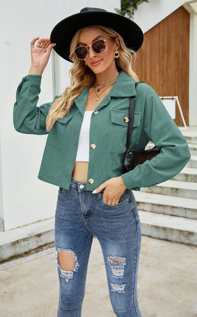 Lapel Button Long Sleeve Jacket