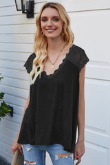 Spliced Lace Loose Vest T-shirt