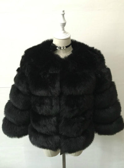 Fur Coat Elegant Thick Warm Outerwear Fake Fur