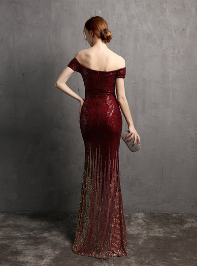 Sexy Sequins Mermaid Off the Shoulder Prom Dress
