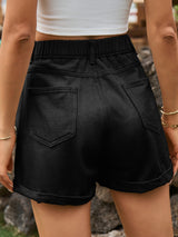Elastic Waist Denim Shorts