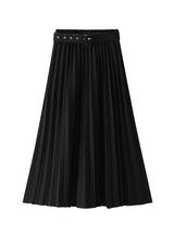 Elastic Waist Long Versatile Pleated Skirt