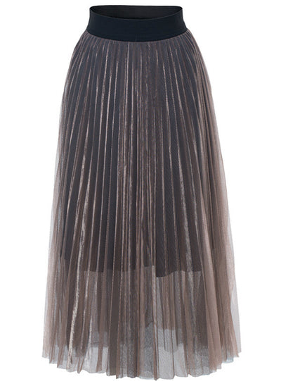 A-line Folded Skirt High Waist Shaped Gauze Skirt