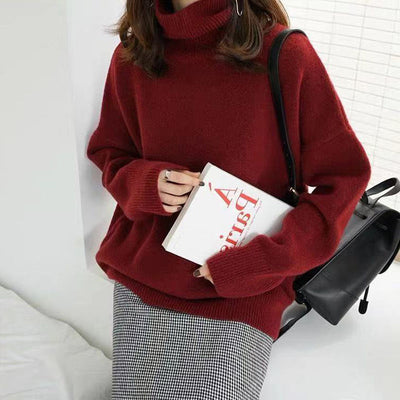 Women Korean Style Loose Warm Knitted Pullover
