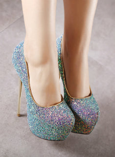 High Stiletto Heels Shoes Toe Thin Heels Glitters 