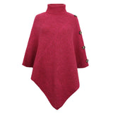 Solid Color Turtleneck Sweater Shawl Cloak