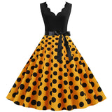 Sleeveless V-neck Wave Print Dress
