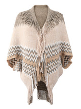 Fringe Color Matching Sweater Cloak Shawl