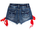 Double-side Lace Up High Waist Denim Shorts