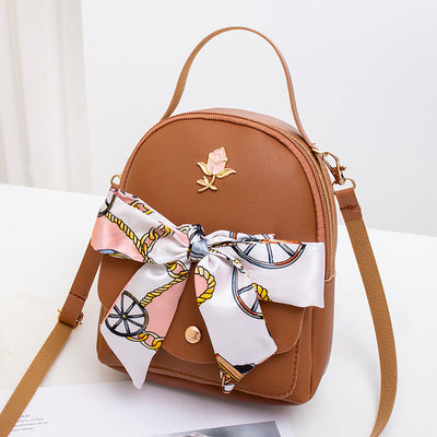 Silk Scarves Single Shoulder Pu Backpack