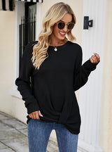 Solid Color Round Neck Linked Slim Sweater