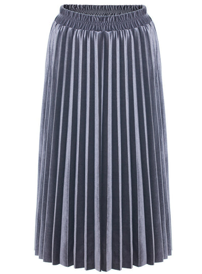Women's Velvet Pleated Skirt With High Waist