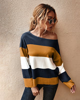 Women Contrast Striped Sweater