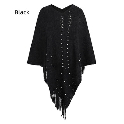 Knitted Beaded Tassel Shawl Cloak