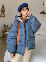 Full Zipper Solid Fashion Cotton Cotton-padded Jacket 