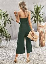 One Shoulder Solid Color Strap Jumpsuit