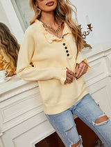 Wooden Ear Button Cardigan Sweater