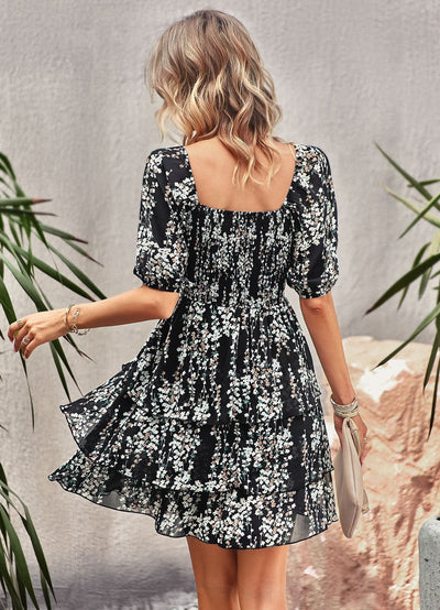 Square Neck Fashion Holiday Cake Dress