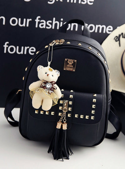 Black Backpack School Bags For Teenage Girls 