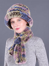 Female Winter Rex Rabbit Hair Knitted Wool Hat