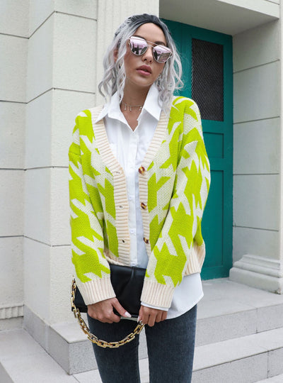 Button Loose Knit Cardigan Sweater