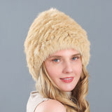 Hand-knitted Rabbit Fur Hat