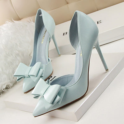 Bow Shallow Pointed Side Hollow Shoes