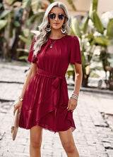 Solid Color Round Neck Dress