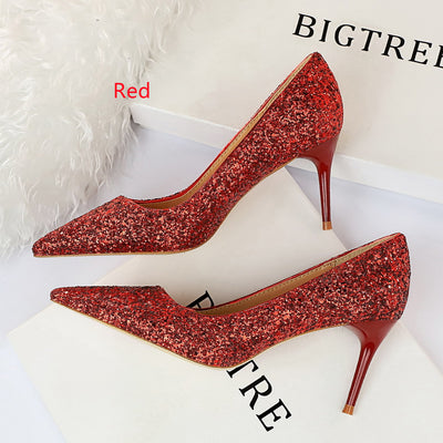 Shiny Sequined Stiletto Heel Shoes