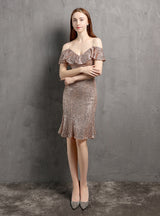 Sheath Sequins Straps Party Dress